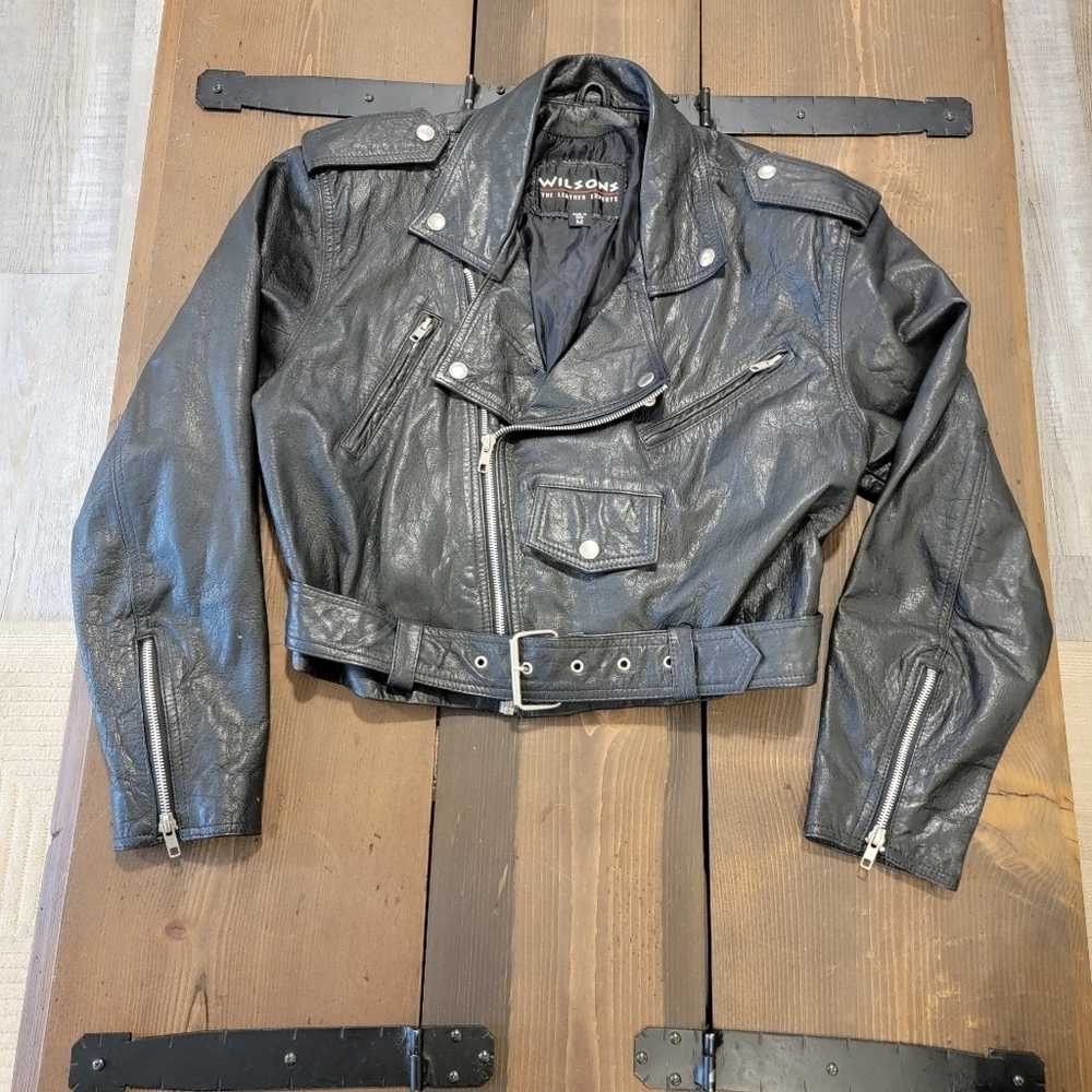 Vintage Wilsons leather cropped motorcycle jacket